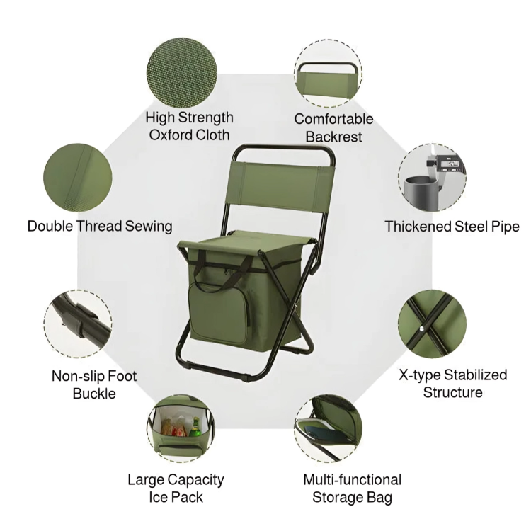 BowLift | Built-in Cooling Bag Portable Folding Outdoor Stool