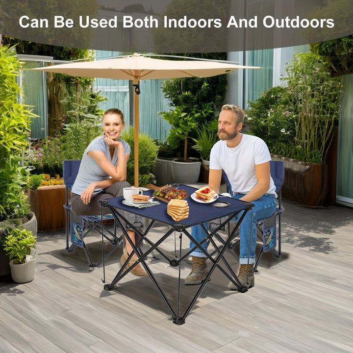 BowLift | Foldable Garden Seating Group Campafleur | 2 Chairs & 1 Table | Floral Pattern | Portable & Weatherproof