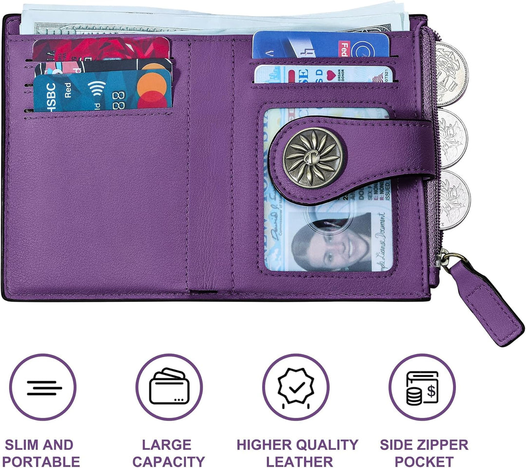 Elegant RFID Women's Wallet with Zipper Bowlift
