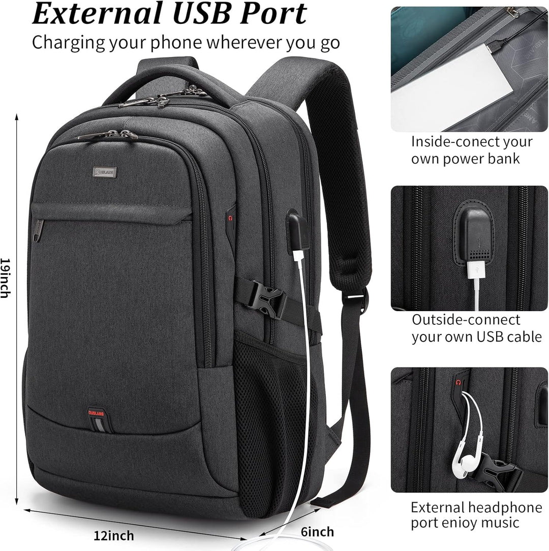 Water-Resistant Travel Laptop Backpack with USB Port & Organised Storage | Bowlift