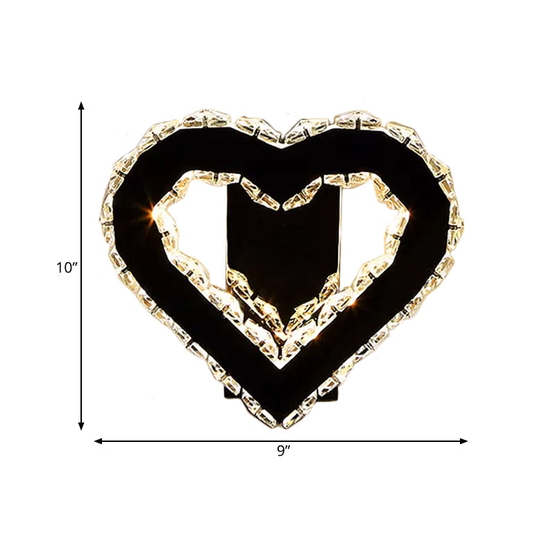 BowLift | LED Love Heart Wall Lighting Modernism Black Faceted Crystal Wall Lighting Ideas for Bedroom