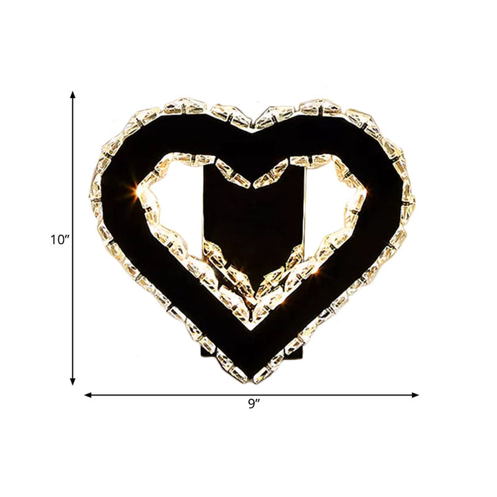 BowLift | LED Love Heart Wall Lighting Modernism Black Faceted Crystal Wall Lighting Ideas for Bedroom