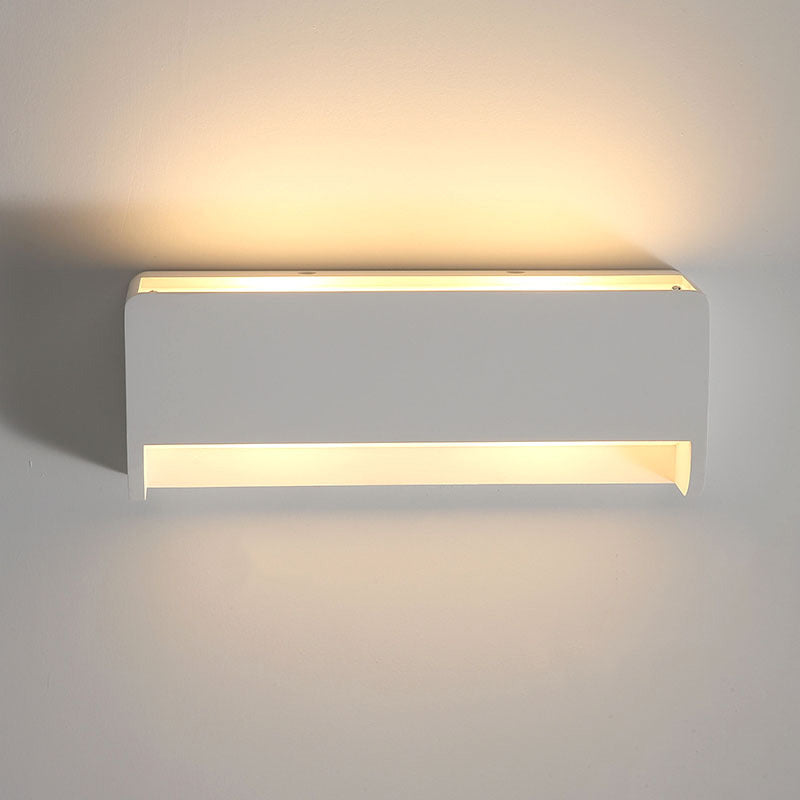 BowLift | 1-Bulb Nightstand LED Wall Lighting Modernism White Finish Wall Lamp with Rectangular Gypsum Shade