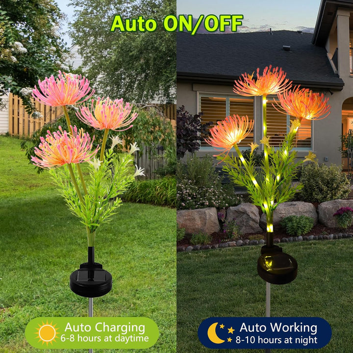 Solar Illuminating Flowers for Outdoors – 2 Packs of LED Garden Lighting | Bowlift