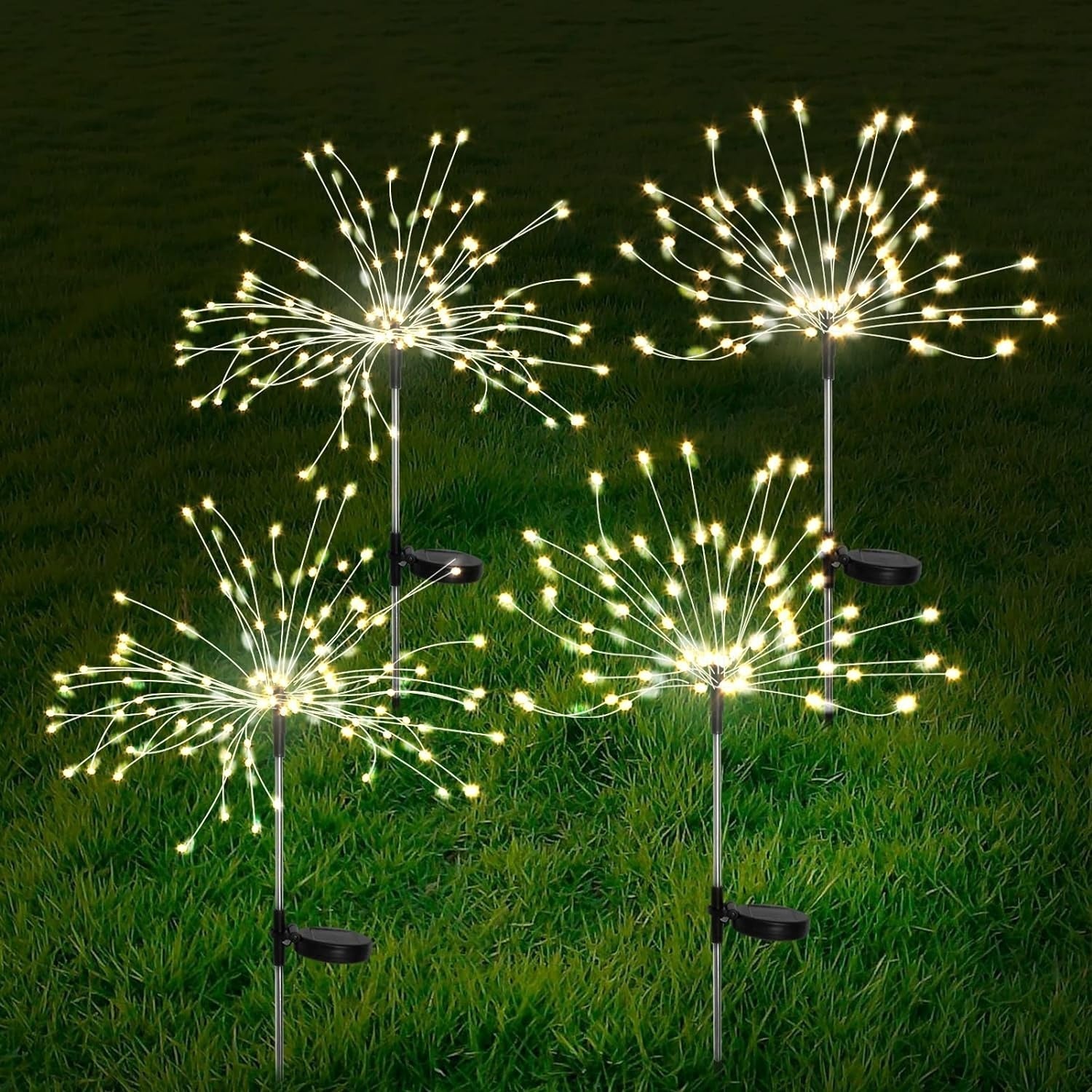 BowLift | 4 Piece Solar Firework Garden Lights - Weatherproof LED Decorative Lighting, Solar Energy for Garden and Patio