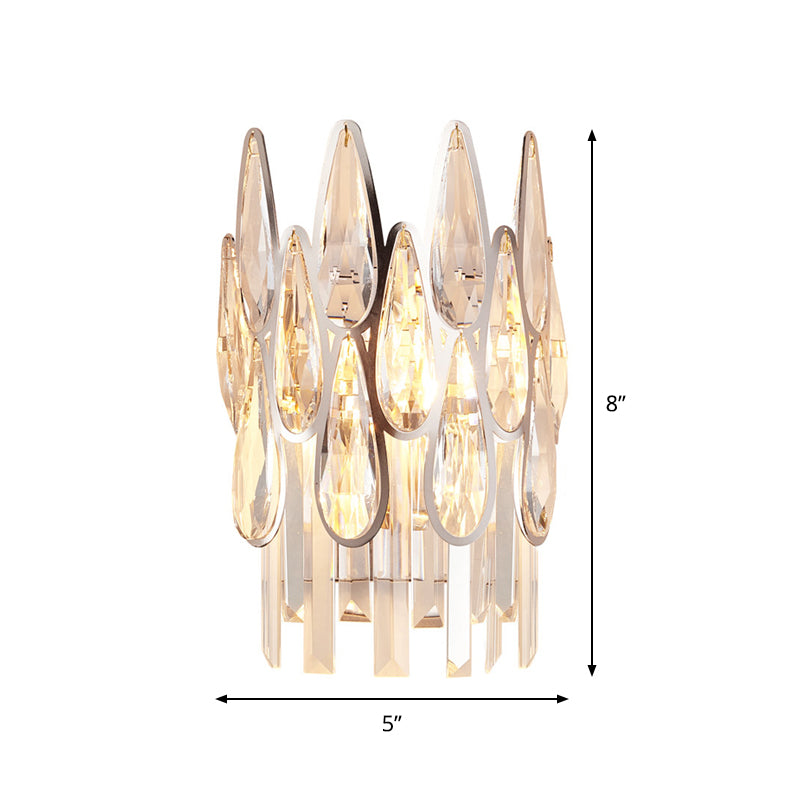 BowLift | 2 Light Drop Wall Lamp Sconce Simplicity Gold Finish Clear Crystal Wall Lamp with Semi-Circle Design