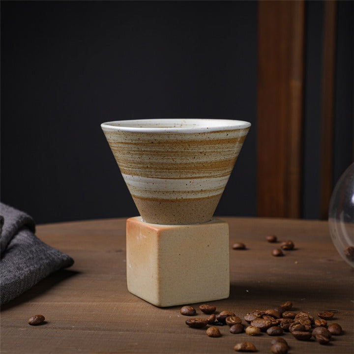 Coarse Pottery Coffee Mug with Base Conical Couture Cup & Base Set | Bowlift