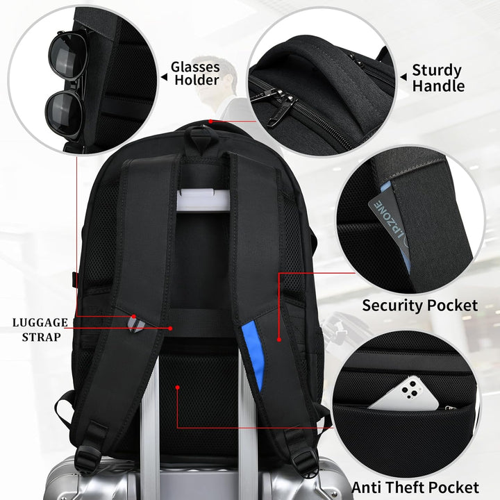 Water-Resistant Travel Laptop Backpack with USB Port & Organised Storage | Bowlift