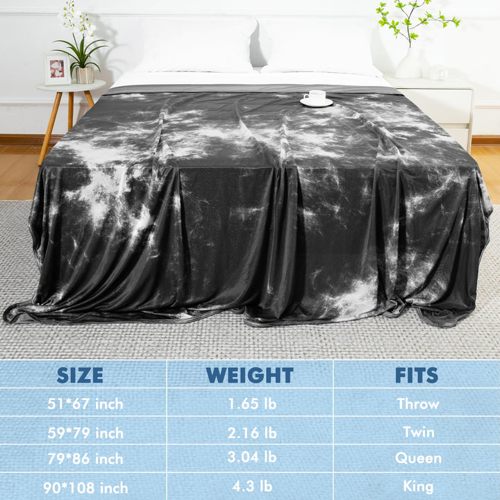 Tie Dye Cooling Blanket – Q-Max 0.5+ Double-Layer Dual-Sided Cool Touch Blanket for Comfortable Summer Nights-Grey | Bowlift