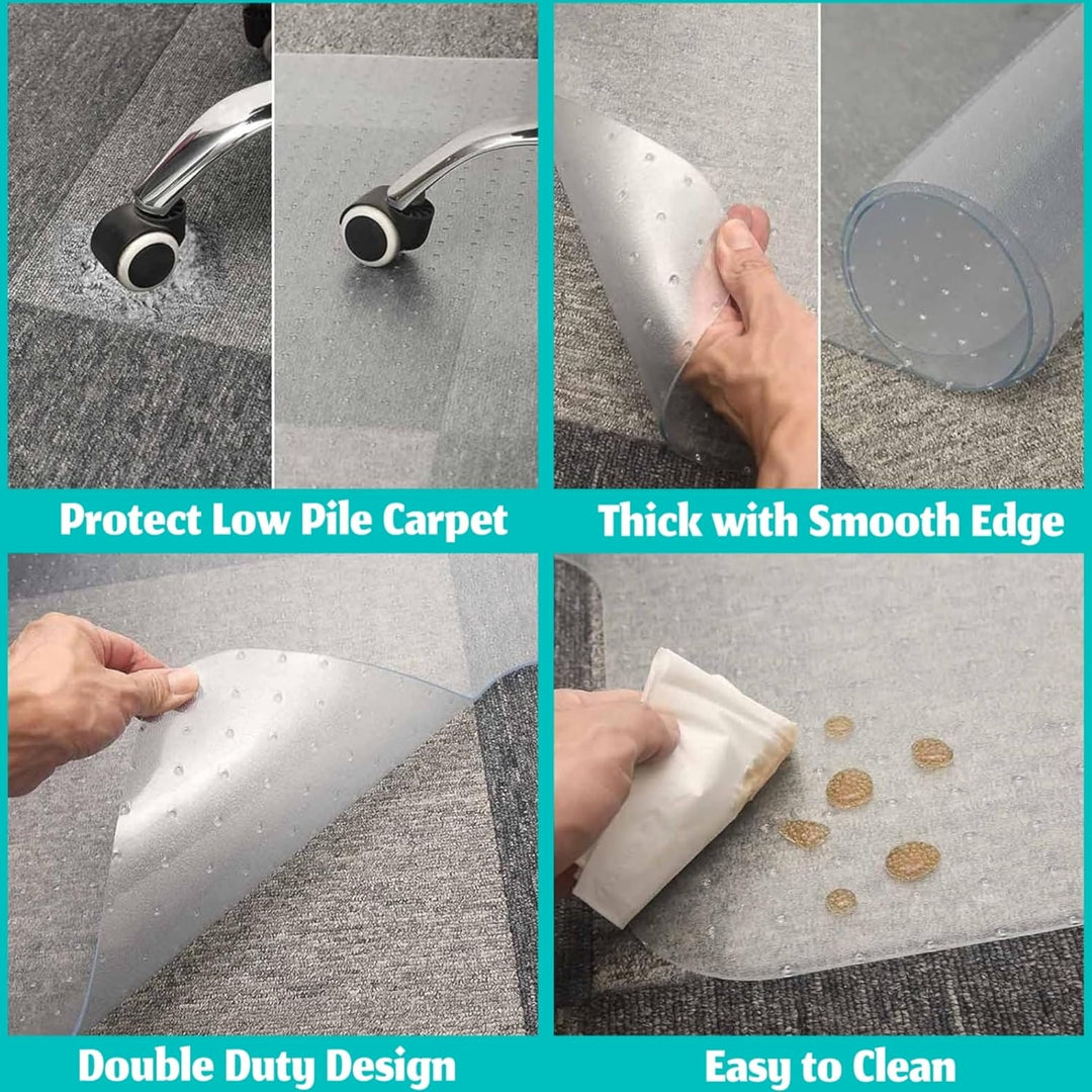 BowLift | Clear PVC Office Chair Mat for Low-Pile Carpet Floors – 120×90 cm Protector – Myrida