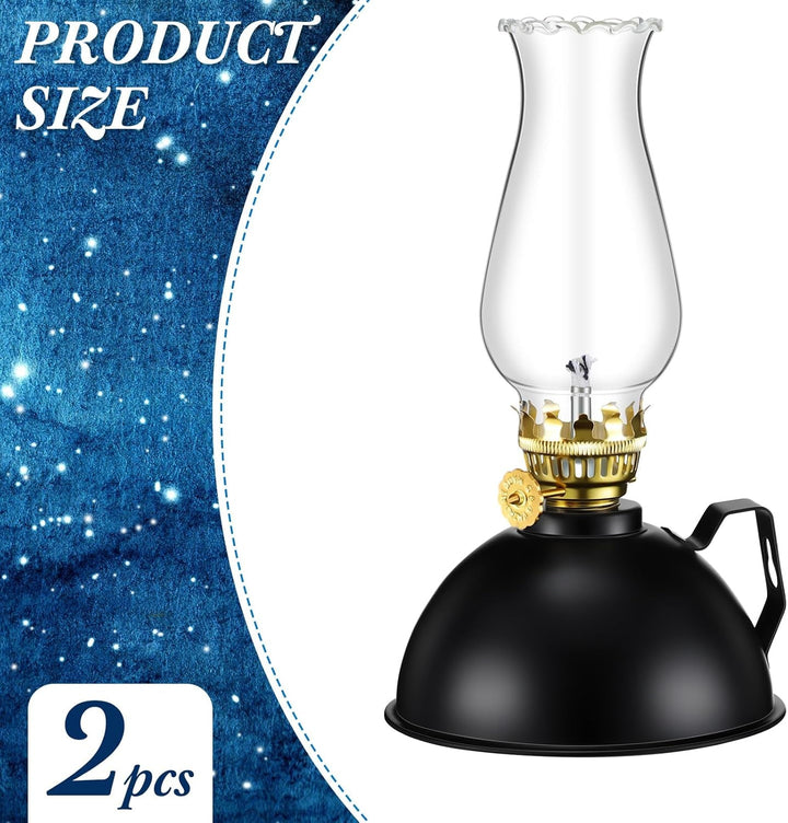 BowLift | Vintage-Style Glass & Metal Oil Lamps Set of 2 – Ardin