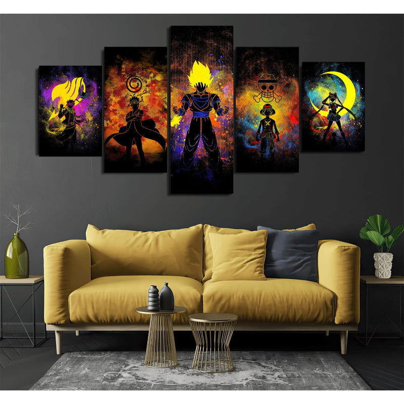 5 Piece Anime Art Canvas Wall Art Painting | Bowlift