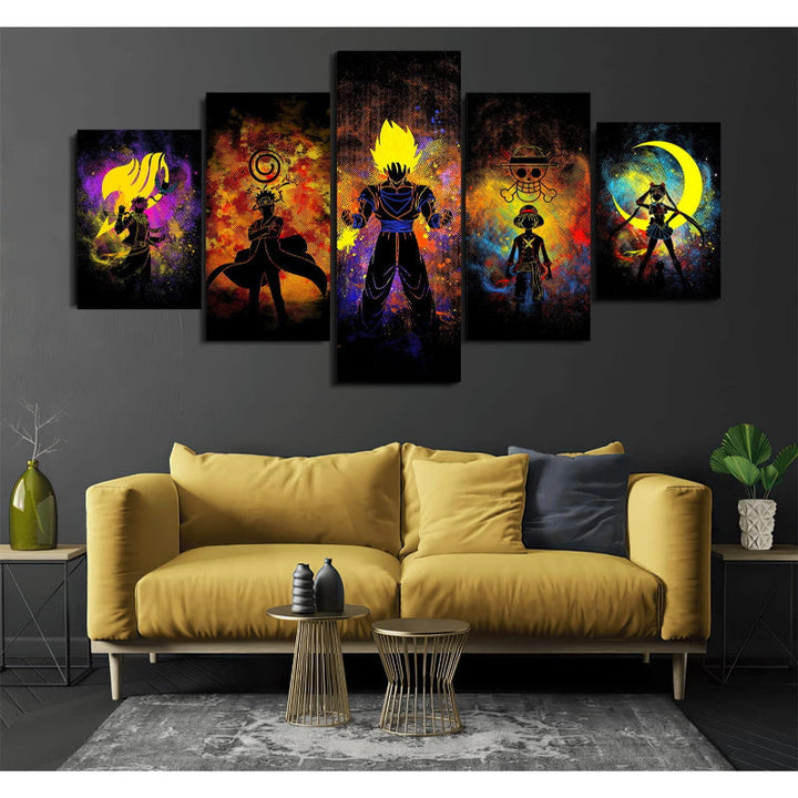 5 Piece Anime Art Canvas Wall Art Painting | Bowlift
