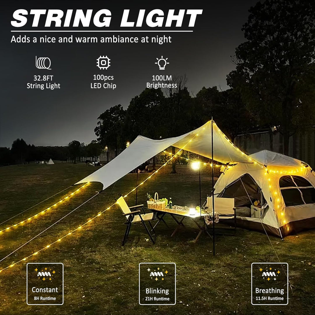 BowLift | Portable LED Camping String Light – USB Rechargeable Waterproof Fairy Lights for Outdoor & Indoor Use (10m)