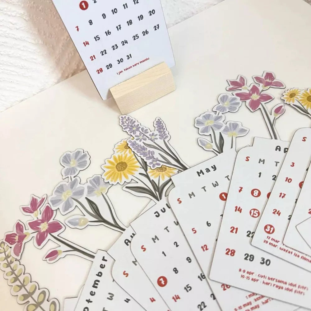 BowLift | 2025 Bloomy Flowers Desk Calendar Decorative & Functional Planner