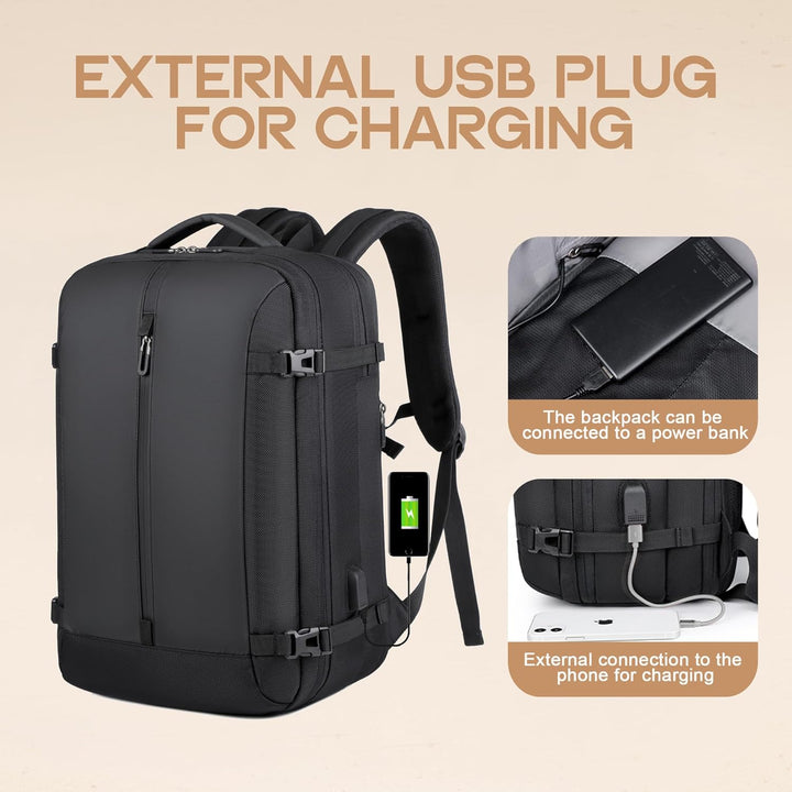 40L Expandable Waterproof Travel Backpack with USB Port & 17” Laptop Sleeve – AirVoyage | Bowlift