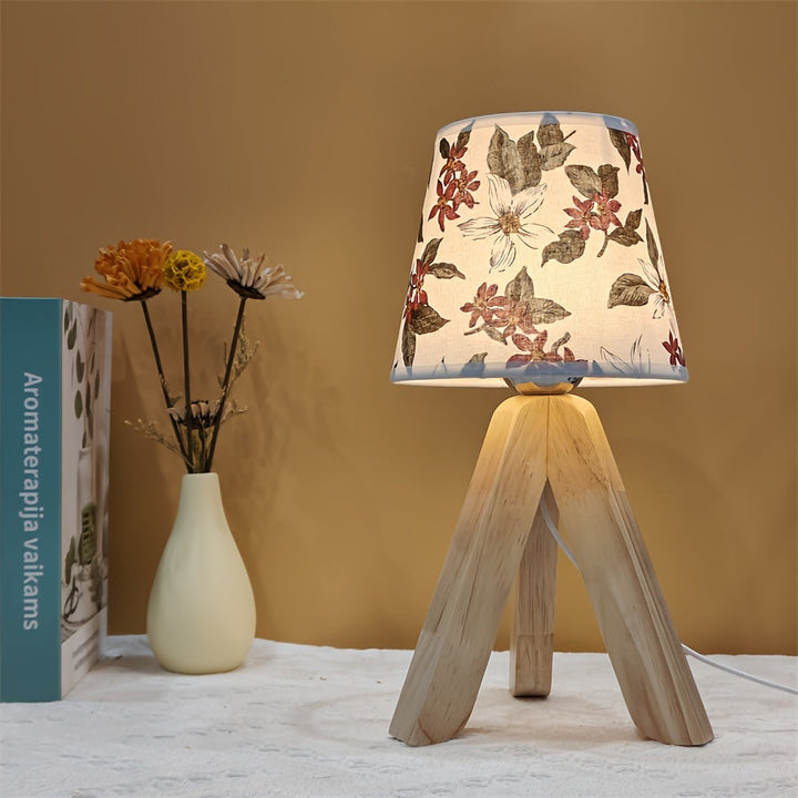 FloralGlow Lamp - Elegant LED Table Lamp with Wood Bowlift