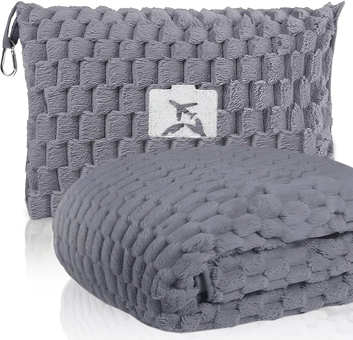 BowLift | Packable Flannel Travel Blanket with Pillow Bag and Luggage Sleeve – Trevora