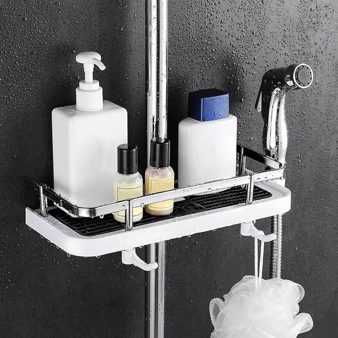 No Drilling Bathroom Pole Shower Storage Rack Holder | Bowlift