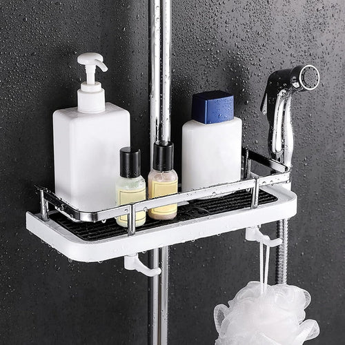 No Drilling Bathroom Pole Shower Storage Rack Holder | Bowlift