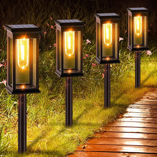 BowLift | Solar Garden Path Lights | Automatic Dusk Sensor | IP65 Waterproof | Warm White LED | 12h Runtime | Set of 2