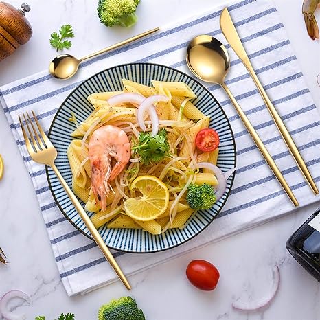 BowLift | LUXURIOUS STAINLESS STEEL 24-PIECE GOLD-SILVER CUTLERY SET