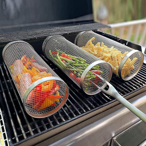 BowLift | Stainless Steel Rolling Grill Basket