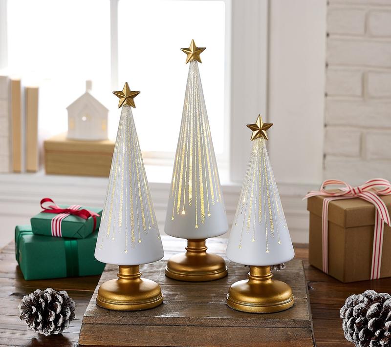 BowLift | Christmas Decoration | LED Light-Up Tree Set | Battery Operated | Built-In Timer
