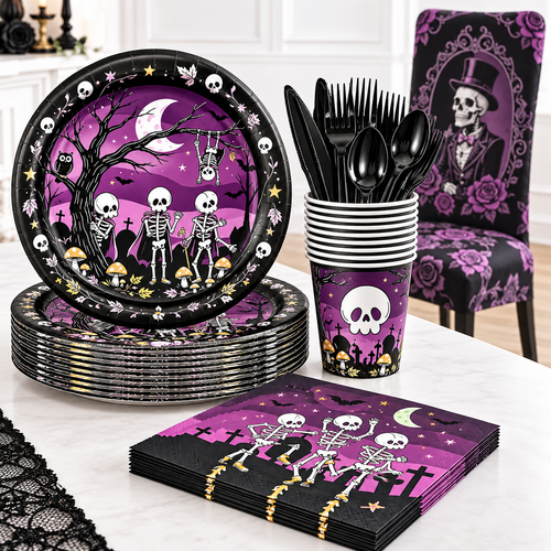 Halloween Scalloped-Top Popcorn Treat Boxes with Haunted House Print Bowlift