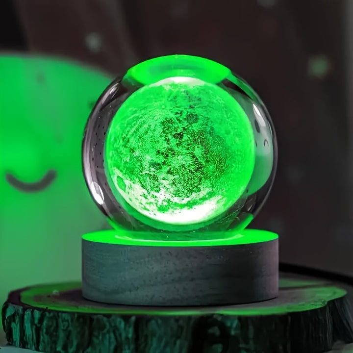 LumiSphere - Luxury 3D Crystal Table Lamp with Wooden Base Bowlift