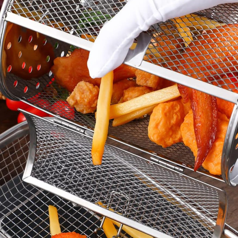 BowLift | Stainless Steel Rotating Grill Basket | 360° Heat Distribution | Air Fryer Compatible