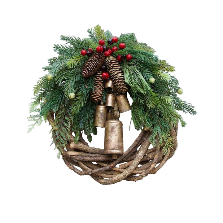 BowLift | Boho Christmas wreath with bells | Door & wall decoration | Handmade