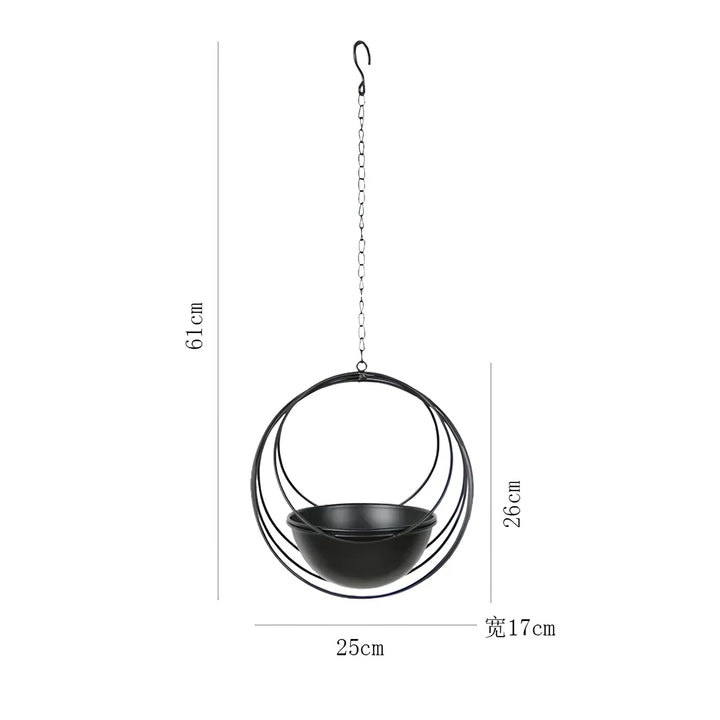 BowLift | Decorative Iron Hanging Flower Pot - Swinging Wall Planter Basket for Home