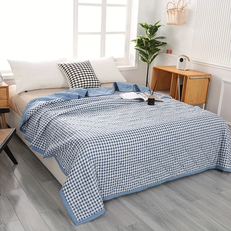 Elegant Preppy Plaid Summer Blanket for Cool Nights | Bowlift