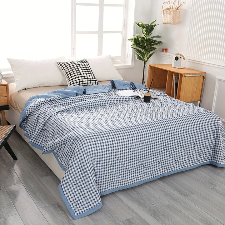 Elegant Preppy Plaid Summer Blanket for Cool Nights | Bowlift