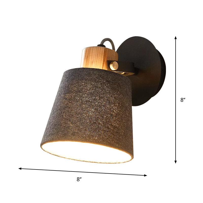 BowLift | 1 Head Wood Wall Lighting Modernism Black Wall-Mounted Lamp with Fabric Shade