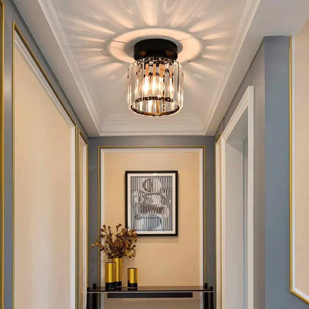 BowLift | Modern Crystal Ceiling Light with Gold and Black Accents – Stylish Lighting for Your Home
