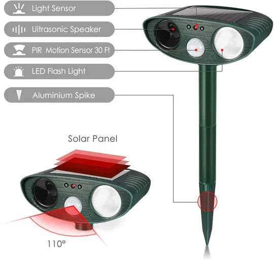 BowLift | Ultrasonic Deer Repeller - Pack Of 4 Solar Powered - Get Rid of Deer in 48 Hours