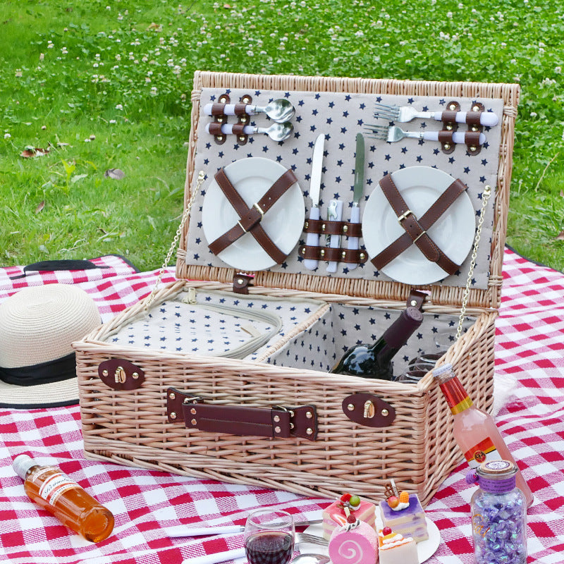 Ladies picnic basket with integrated dish set and insulated cooling area Bowlift
