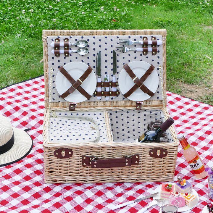 Ladies picnic basket with integrated dish set and insulated cooling area Bowlift