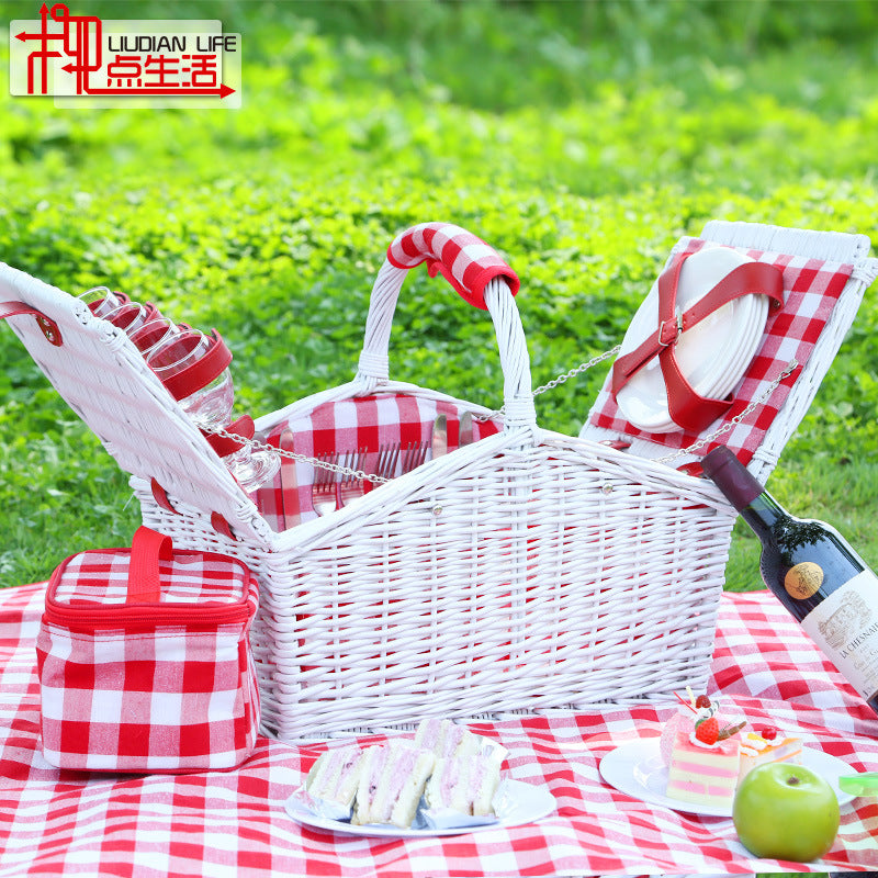 Women's Classic Picnic Basket with Integrated Dish Set Bowlift