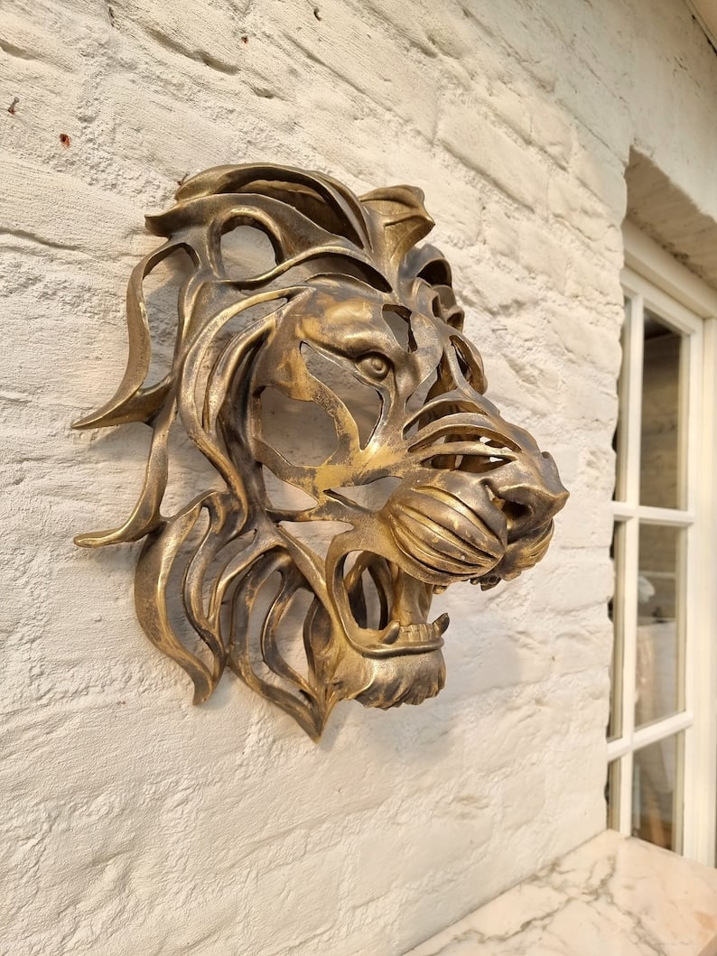 BowLift | Rare Find-Large Lion Head Wall Mounted Art Sculpture