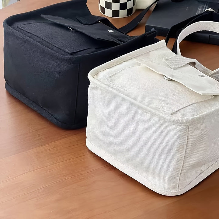 BowLift | UrbanEase Canvas Slingbag – White Shoulder Bag with Magnetic Closure and Adjustable Strap