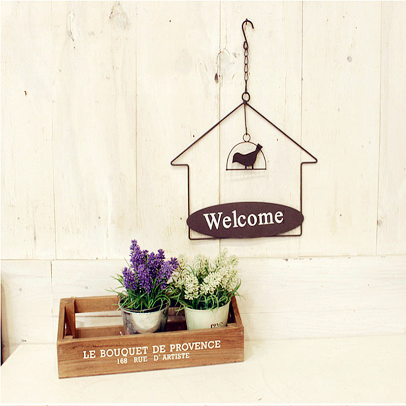 Decorative Welcome Sign with House Motif