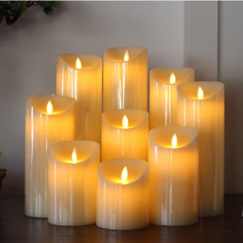 Battery-Operated Real-Wax Flameless Pillar Candle Set with Timer and Remote Control Bowlift