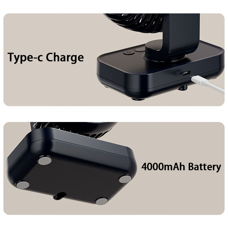 Portable Rechargeable USB Desk Fan with 4 Speeds | Bowlift