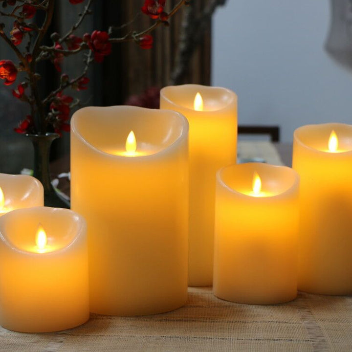 Battery-Operated Real-Wax Flameless Pillar Candle Set with Timer and Remote Control Bowlift