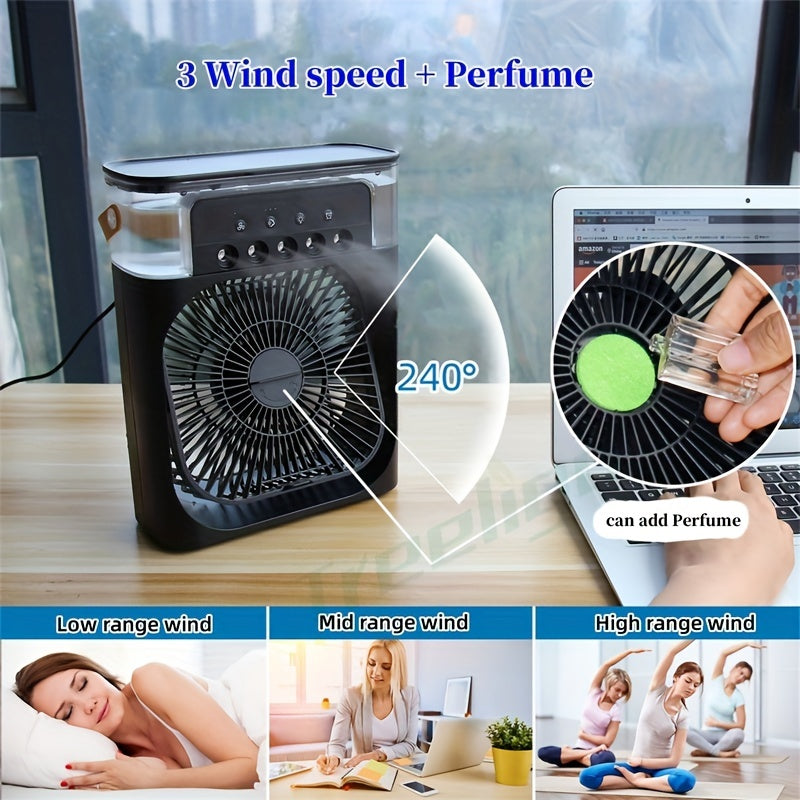 5A 2V Portable 600ml Spray Cooler Fan Desk USB Rechargeable Perfume Humidifier Air Conditioning A/C Cooling Fan 3 Wind Speeds | Bowlift