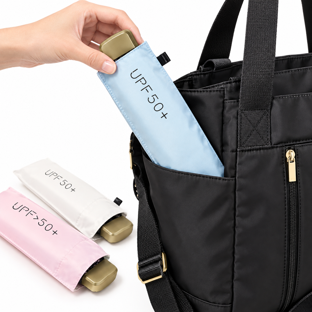 Compact UV-Protective Foldable Travel Umbrella with Pouch Bowlift