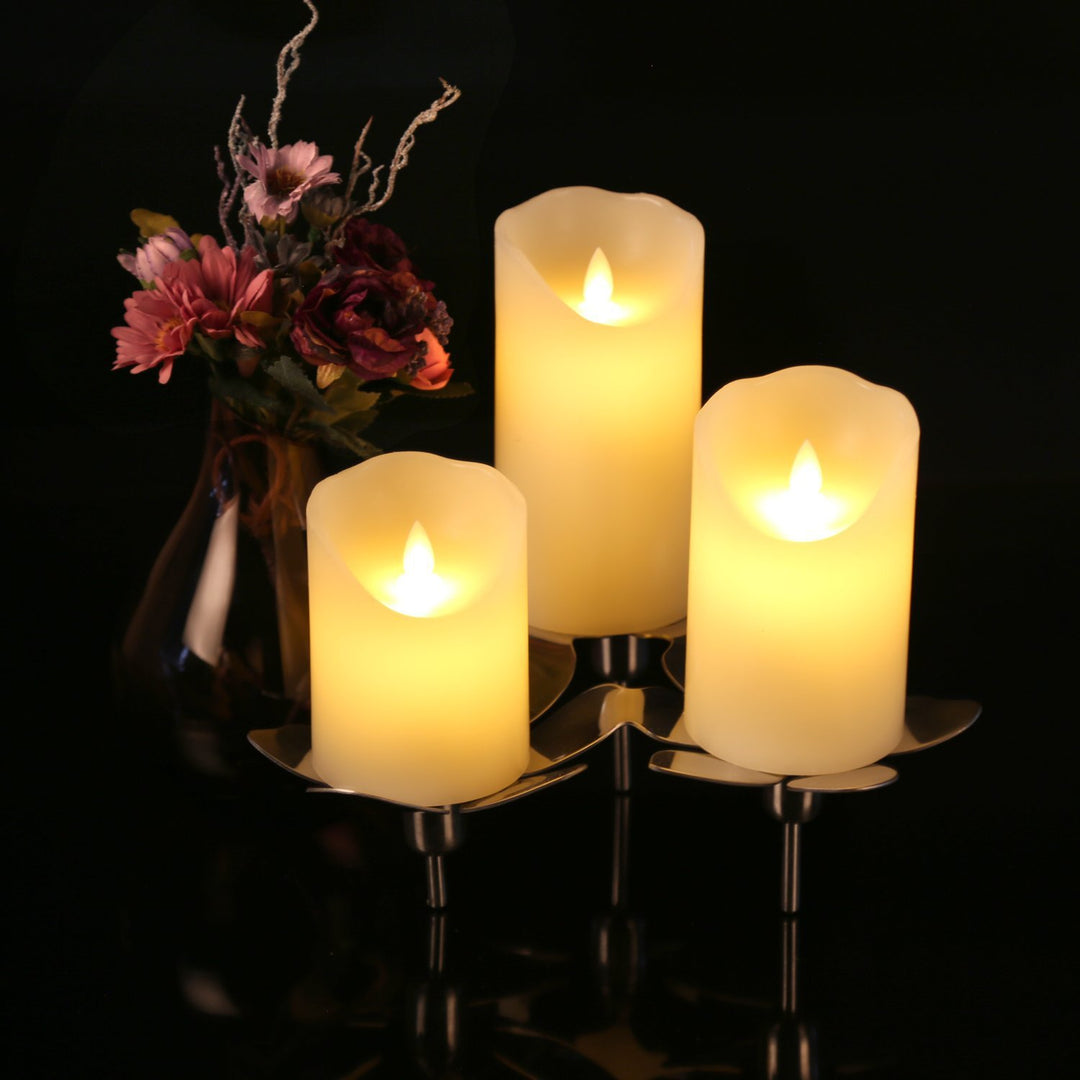 Realistic Flameless LED Pillar Candle Collection with Flickering Warm Glow and Dripping-Wax Edge Bowlift